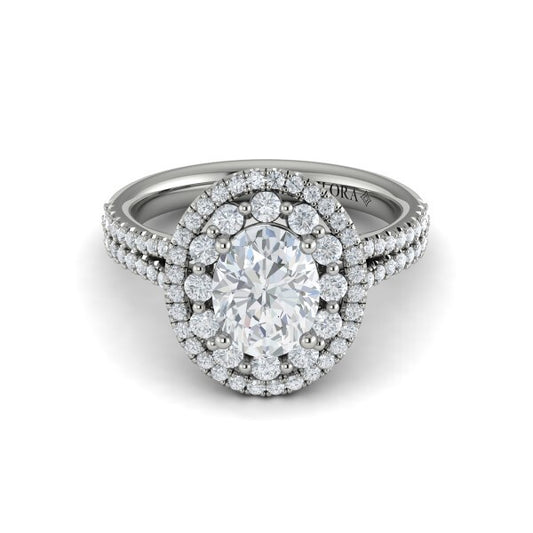 Grand Double Halo Oval Engagement Ring