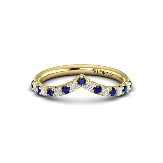 Sapphire and Diamond Contour Band