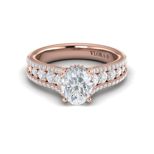 Bold Cathedral Oval Diamond Engagement Ring