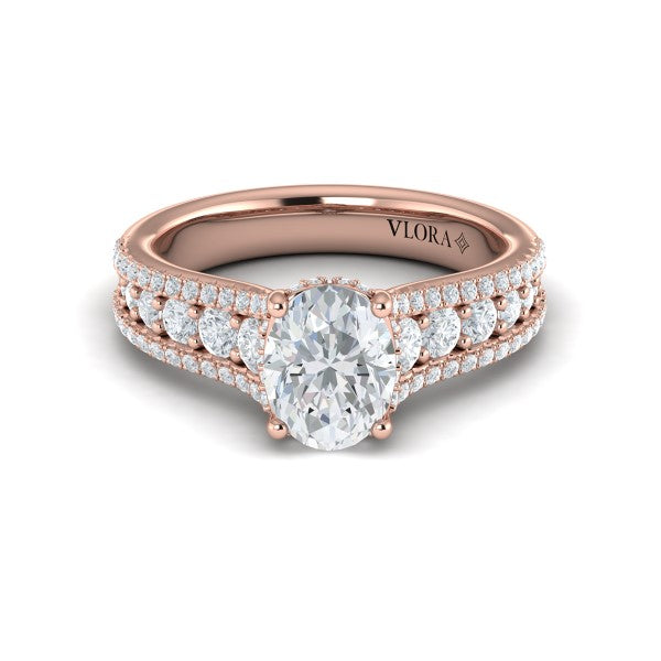 Oval Classic Engagement Ring in 14K Rose Gold by Vlora Bridal