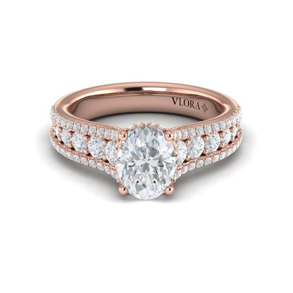 Oval Classic Engagement Ring in 14K Rose Gold by Vlora Bridal