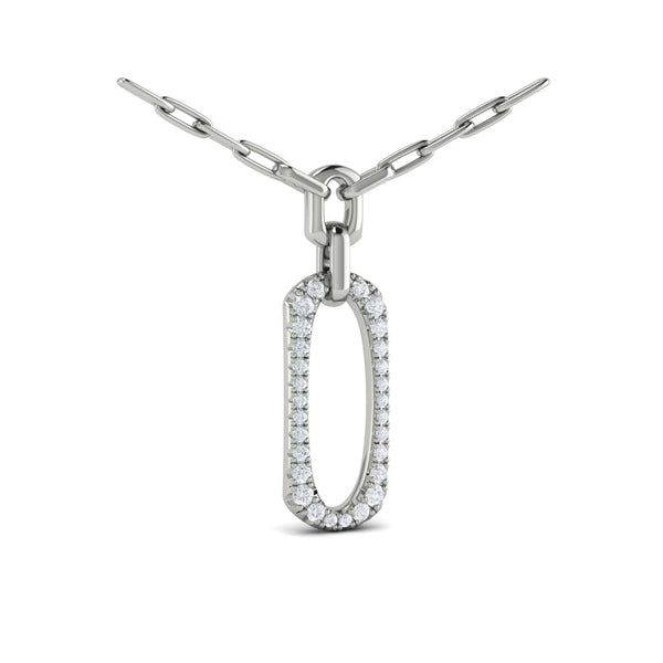 Diamond North South Open Oval Link Necklace