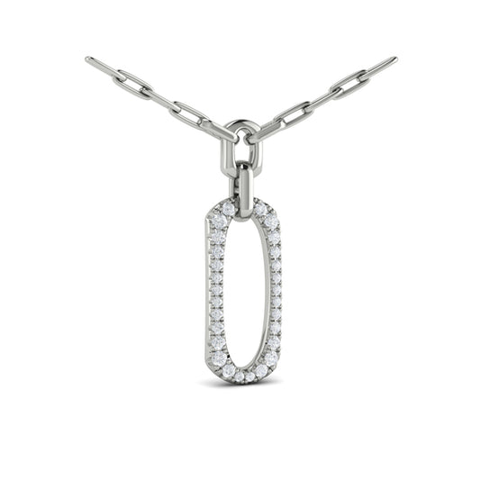 Diamond North South Open Oval Link Necklace
