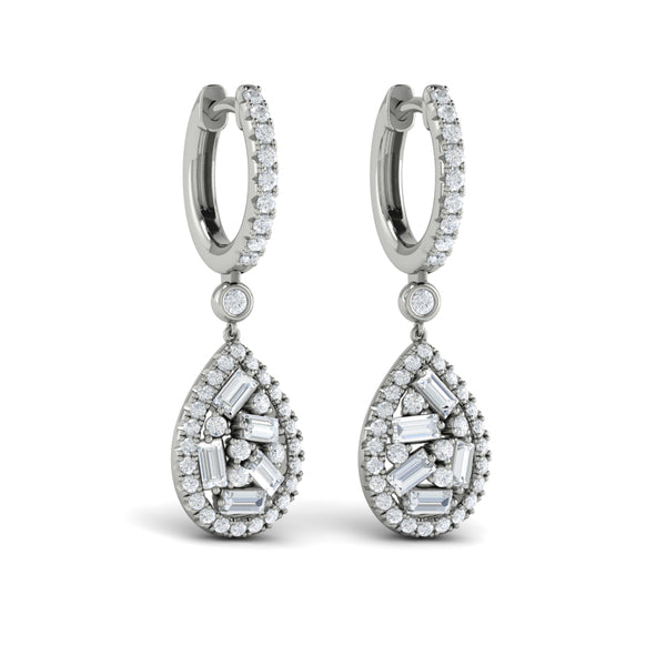Multi Diamond Tear Drop Baguette Earrings