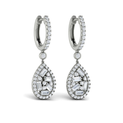 Multi Diamond Tear Drop Baguette Earrings