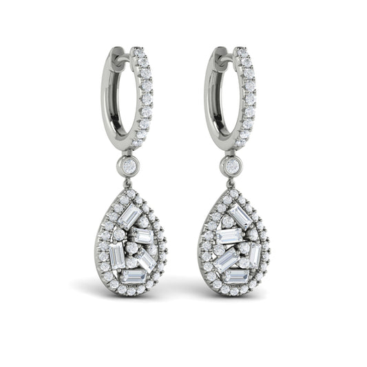 Multi Diamond Tear Drop Baguette Earrings
