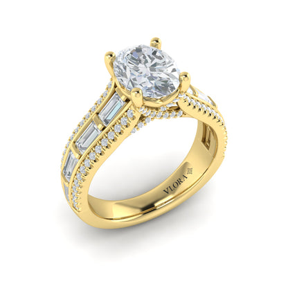Oval Classic Engagement Ring in 14K Yellow Gold by Vlora Bridal