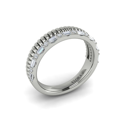 Diamond Baguette Textured Band