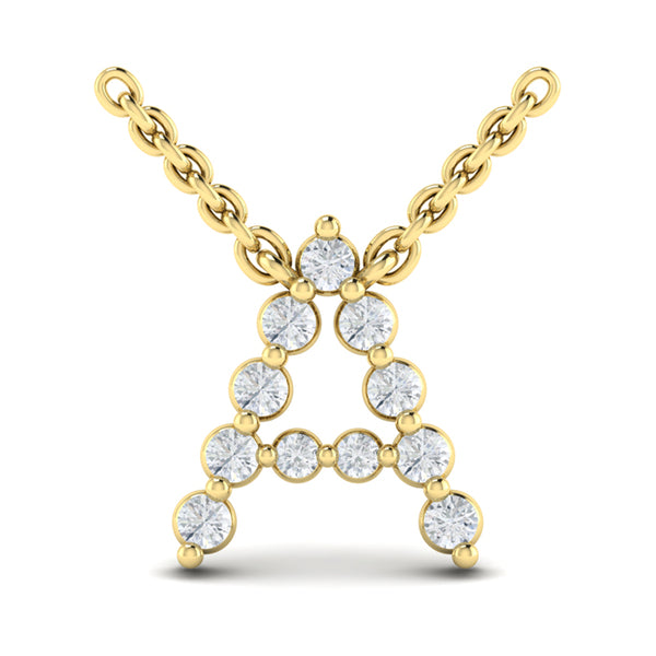 Diamond Alphabet Pendant Necklace, A
