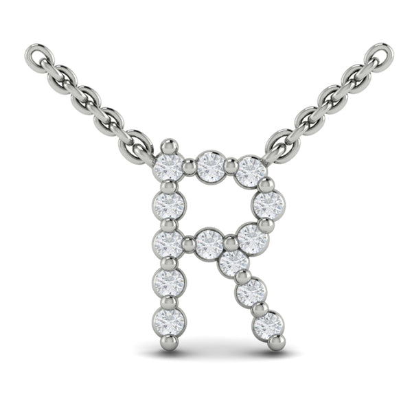 Diamond Alphabet Pendant Necklace, R