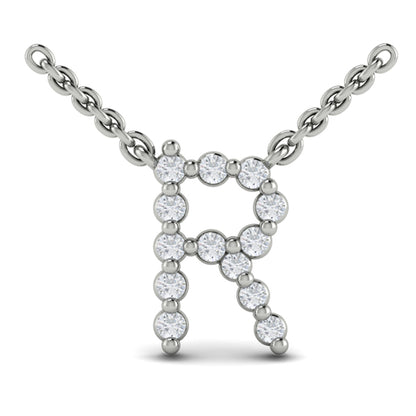 Diamond Alphabet Pendant Necklace, R