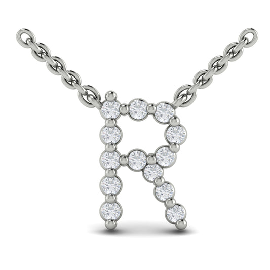 Diamond Alphabet Pendant Necklace, R