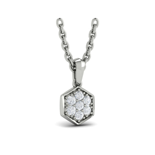 Diamond Cluster Honeycomb Pendant Necklace