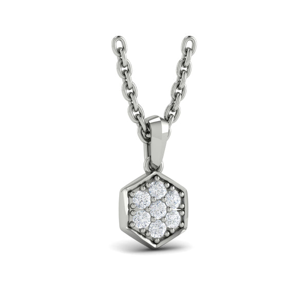 Diamond Cluster Honeycomb Pendant Necklace