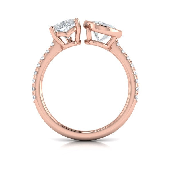 Duet Pear and Oval Two Stone Engagement Ring