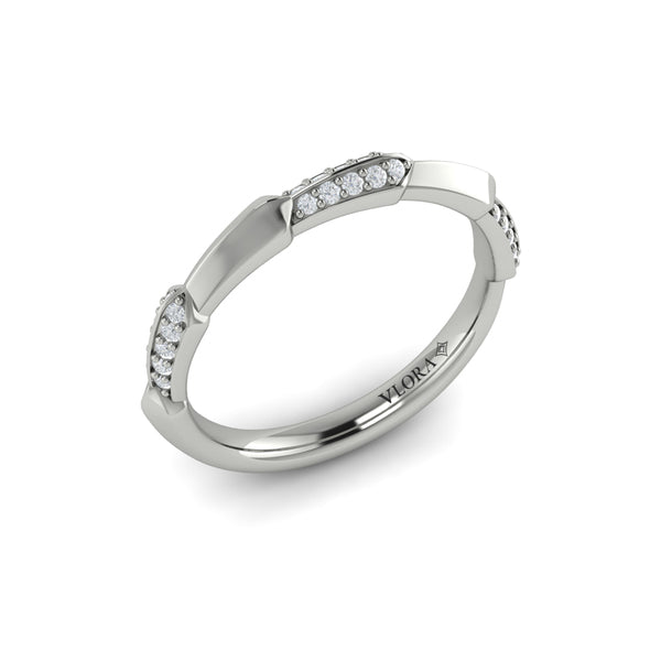 Geometric Pavé Diamond Band