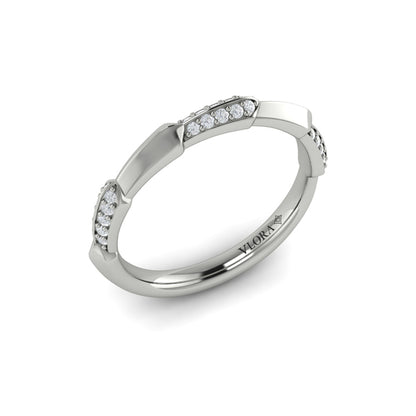 Geometric Pavé Diamond Band