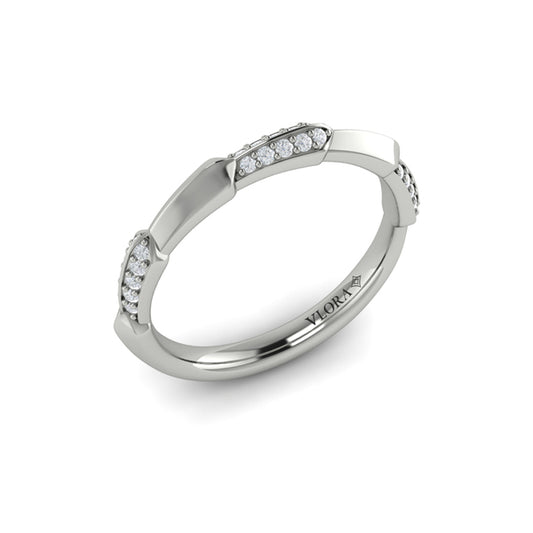 Geometric Pavé Diamond Band