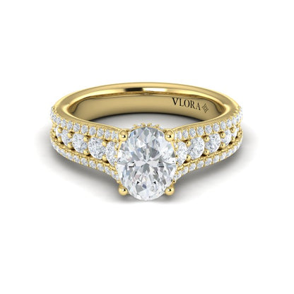 Bold Cathedral Oval Diamond Engagement Ring