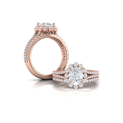 Matching Band for Corsage Halo Oval Engagement Ring