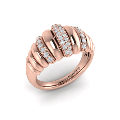 Sculpted Dome Triple Pavé Diamond Ring