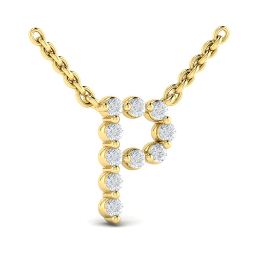 Diamond Alphabet Pendant Necklace, P