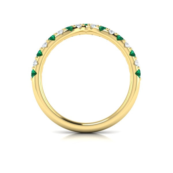 Emerald and Diamond Contour Band