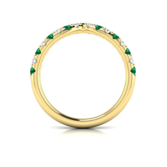 Emerald and Diamond Contour Band