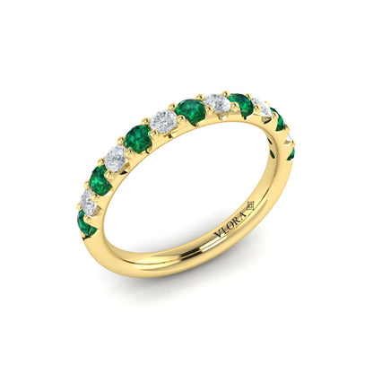 Emerald and Diamond Stackable Band