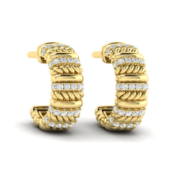 Diamond Rope Hoop Earrings
