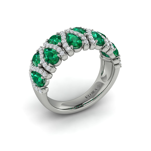 Multi Diamond and Emerald Statement Ring