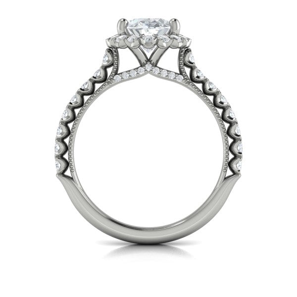 Floral Halo Oval Engagement Ring