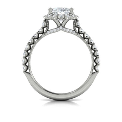 Floral Halo Oval Engagement Ring