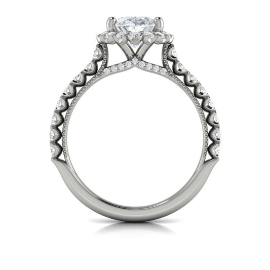 Floral Halo Oval Engagement Ring