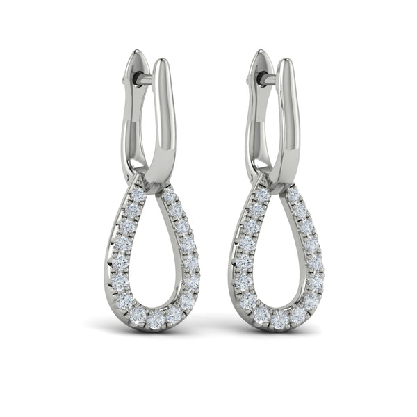 Diamond Open Tear Drop Link Earrings