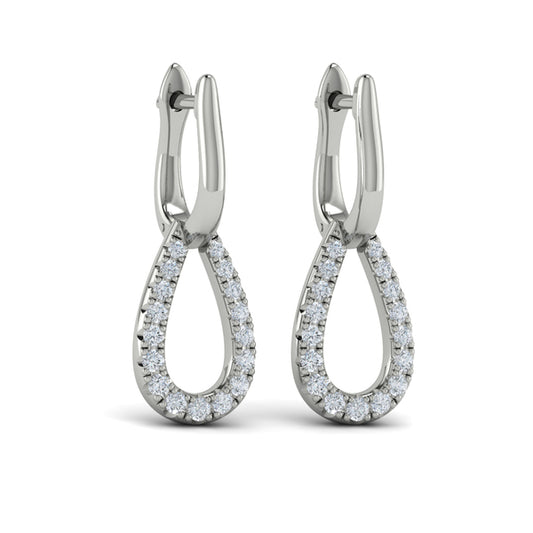 Diamond Open Tear Drop Link Earrings