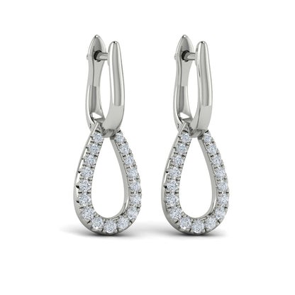 Diamond Open Tear Drop Link Earrings