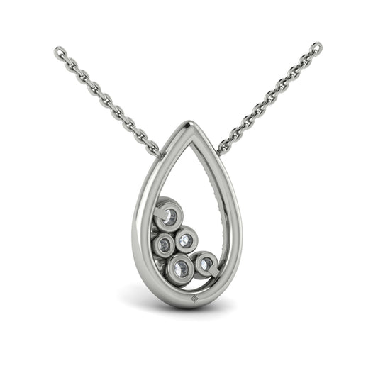 Pavé Pear Shaped and Bezel Set Diamond Pendant Necklace