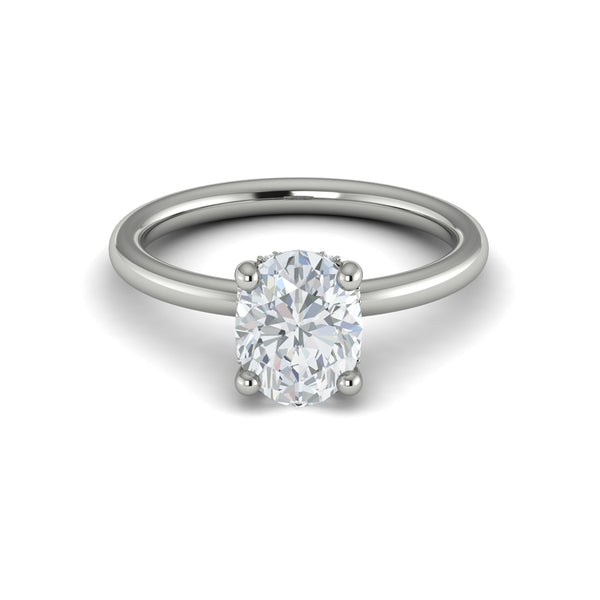 Oval Solitaire Engagement Ring in Platinum by Vlora Bridal