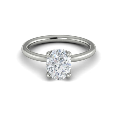 Oval Solitaire Engagement Ring in Platinum by Vlora Bridal