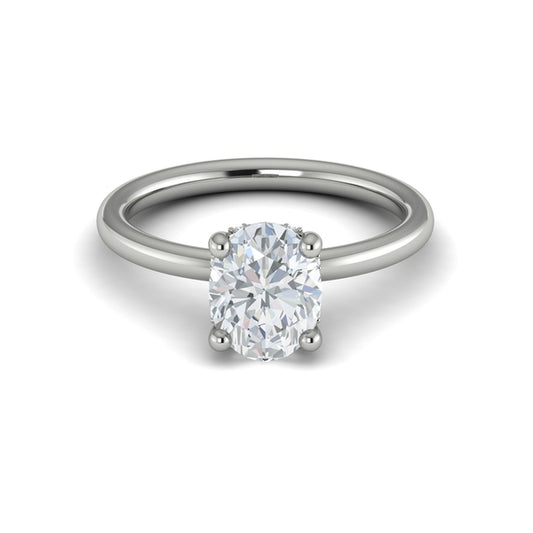 Oval Solitaire Engagement Ring in Platinum by Vlora Bridal