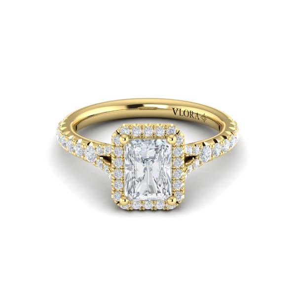Elegant Halo Emerald Cut Engagement Ring