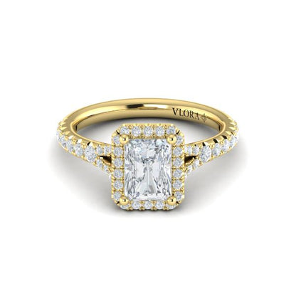 Elegant Halo Emerald Cut Engagement Ring