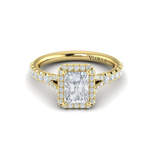 Elegant Halo Emerald Cut Engagement Ring