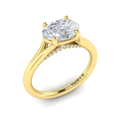 Horizon Solitaire Spit Shank Oval Engagement Ring
