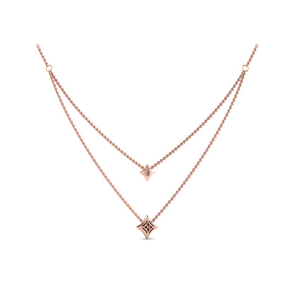 Two Row Diamond Vlora Star Pendant Necklace