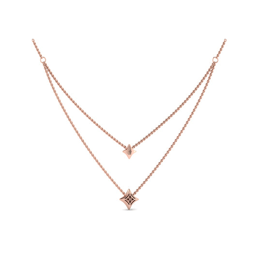 Two Row Diamond Vlora Star Pendant Necklace
