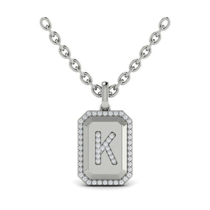 Diamond Medallion Alphabet Pendant Link Necklace, K