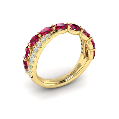 Multi Diamond and Ruby Twist Statement Ring