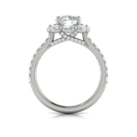 Unique Oval Halo Round Engagement Ring